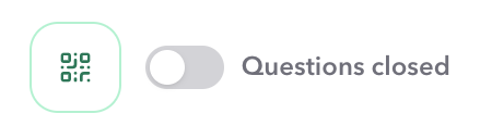 Audience questions control showing the QR icon and Questions closed switch