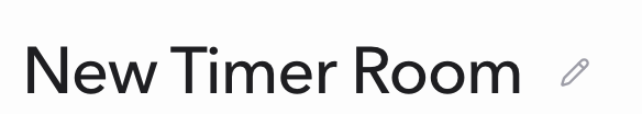 PresentationTimer Room header showing New Timer Room and the edit icon