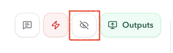 Host toolbar with Messages, Flash, the highlighted Blackout button, and Outputs