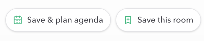 PresentationTimer Host header actions showing Save and plan agenda and Save this room