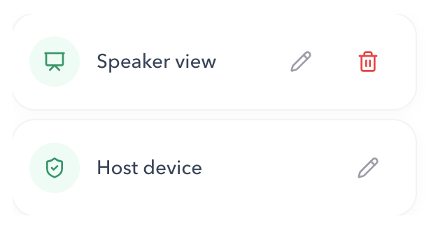 PresentationTimer Host connected devices panel listing Speaker view and Host device