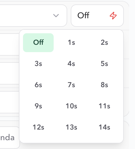 PresentationTimer Flash duration selector showing Off and second-based durations