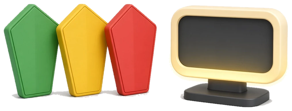Toastmasters timer with green, yellow, and red remaining-time cues
